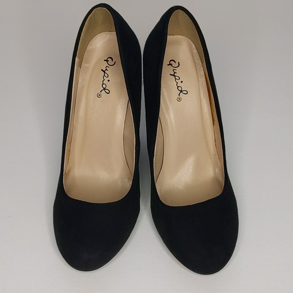 QUPID heel BLACK Faux Suede Size 6 - Picture 2 of 16